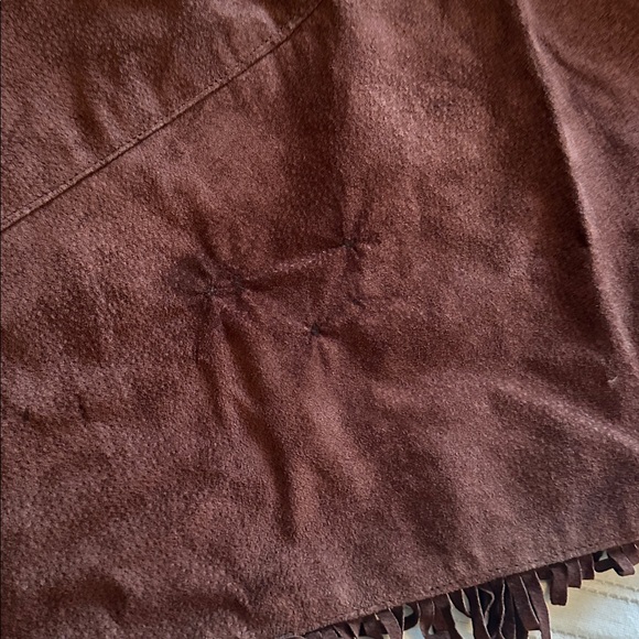 Vintage Brown 100% Suede Leather Fringe Wrap Midi Skirt - Kenar Leathers. - Picture 10 of 11